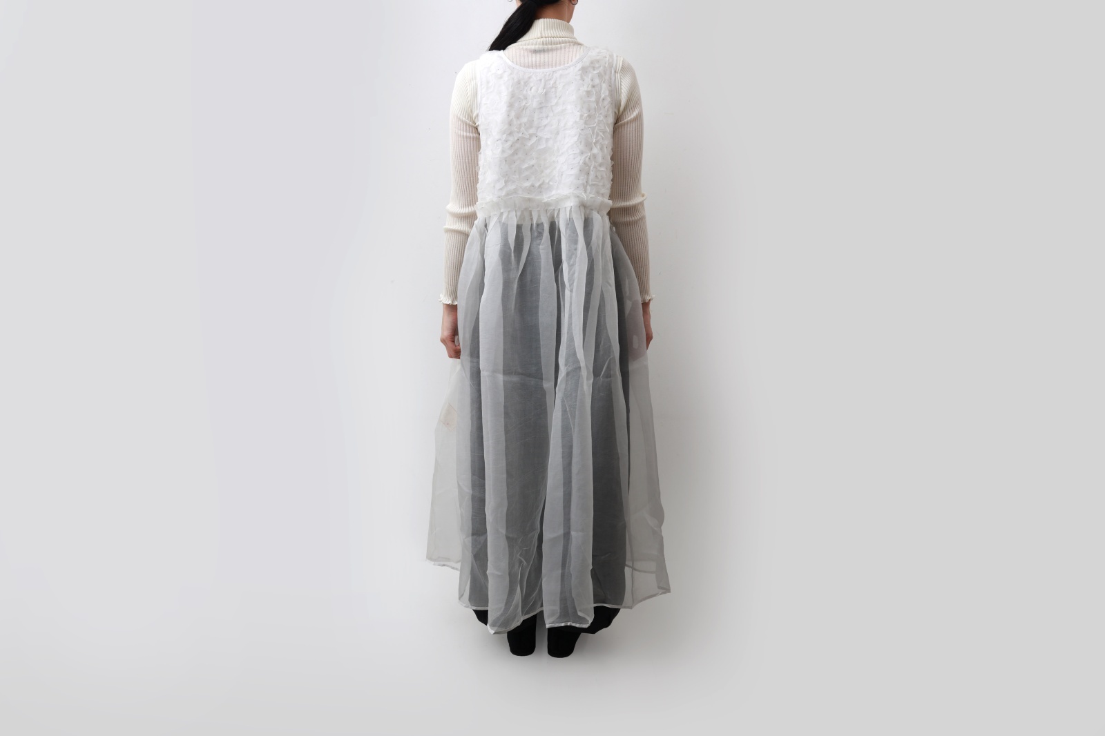 BUNON ブノン shop別注!! Khadi Silk Organdy & Embroidery Dress