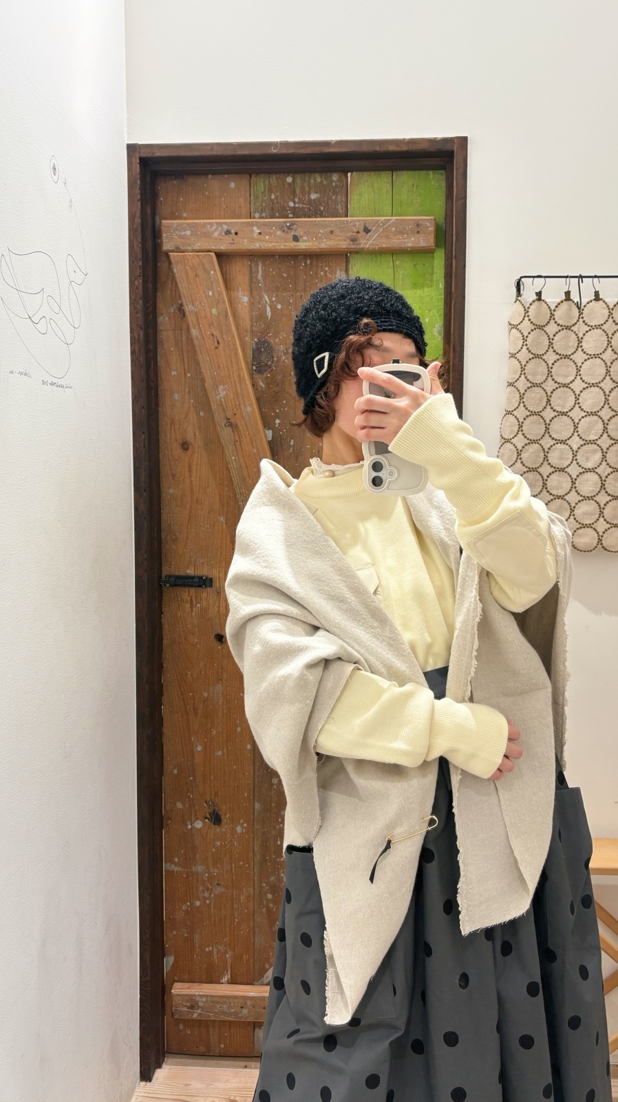 Honnet オネット Wide Stole C/W Washed Twill