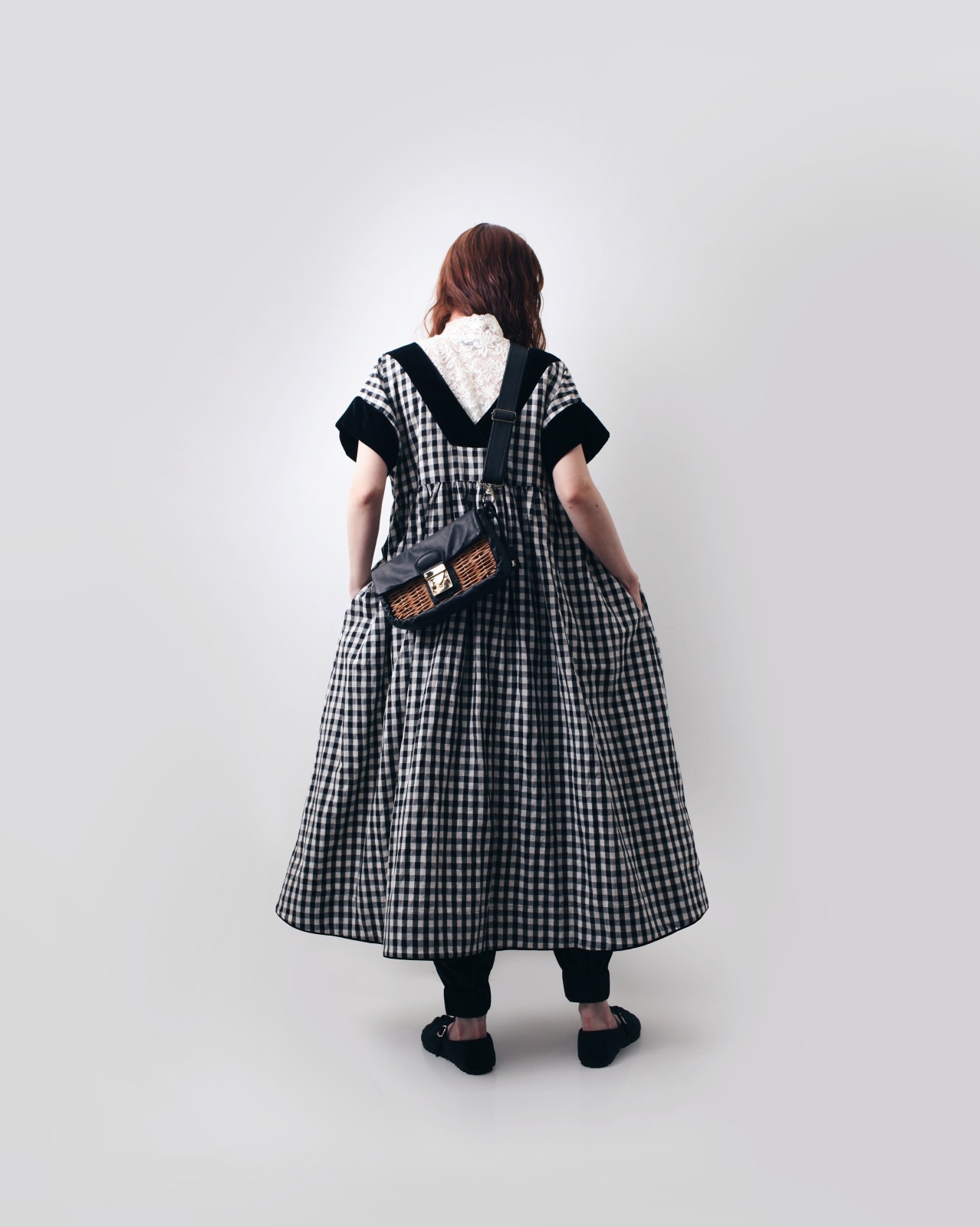 Velvet Basket ベルベットバスケット ギンガムチェック Vネックドレス