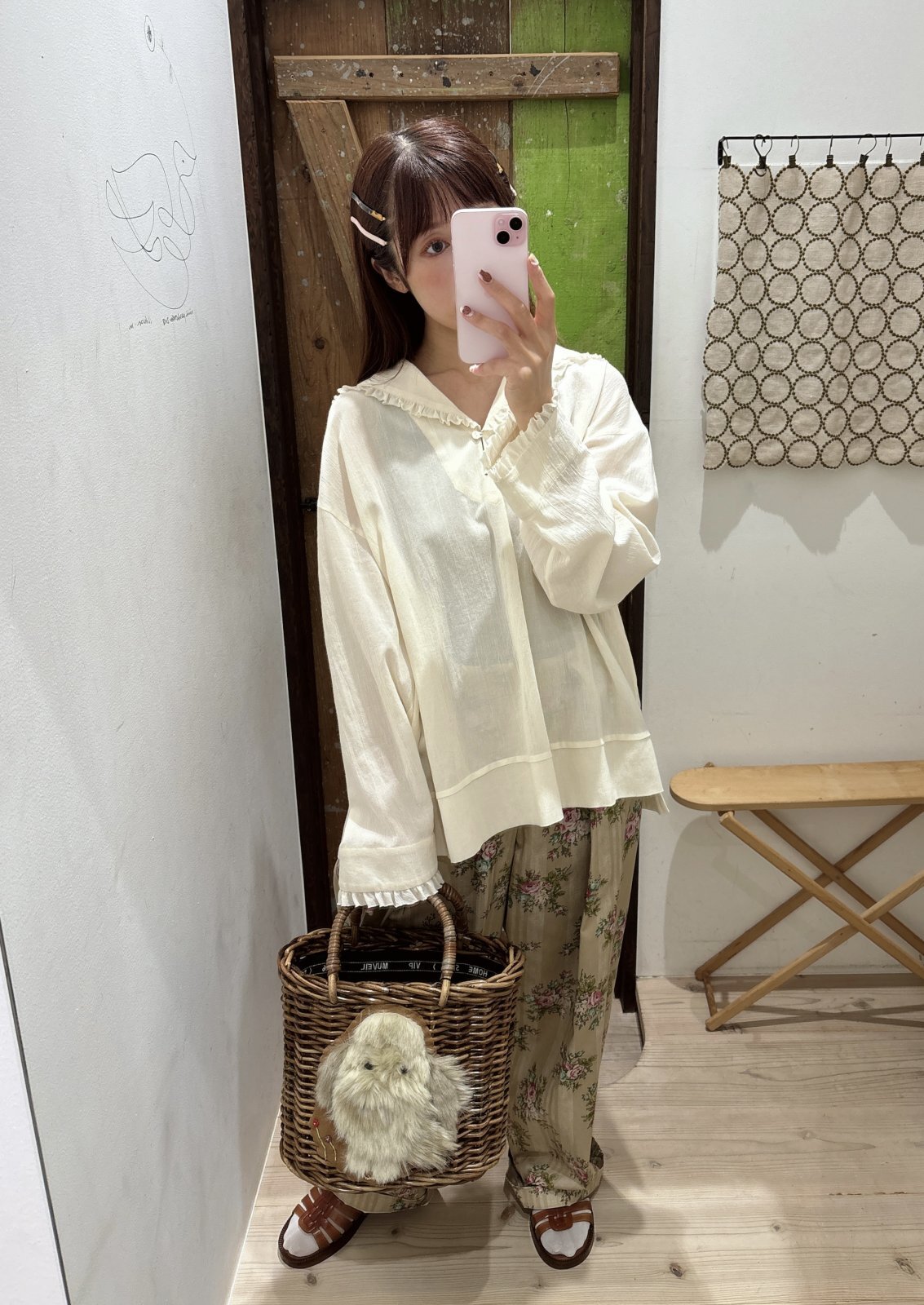 leur logette ルールロジェット vintage flower cotton print pants