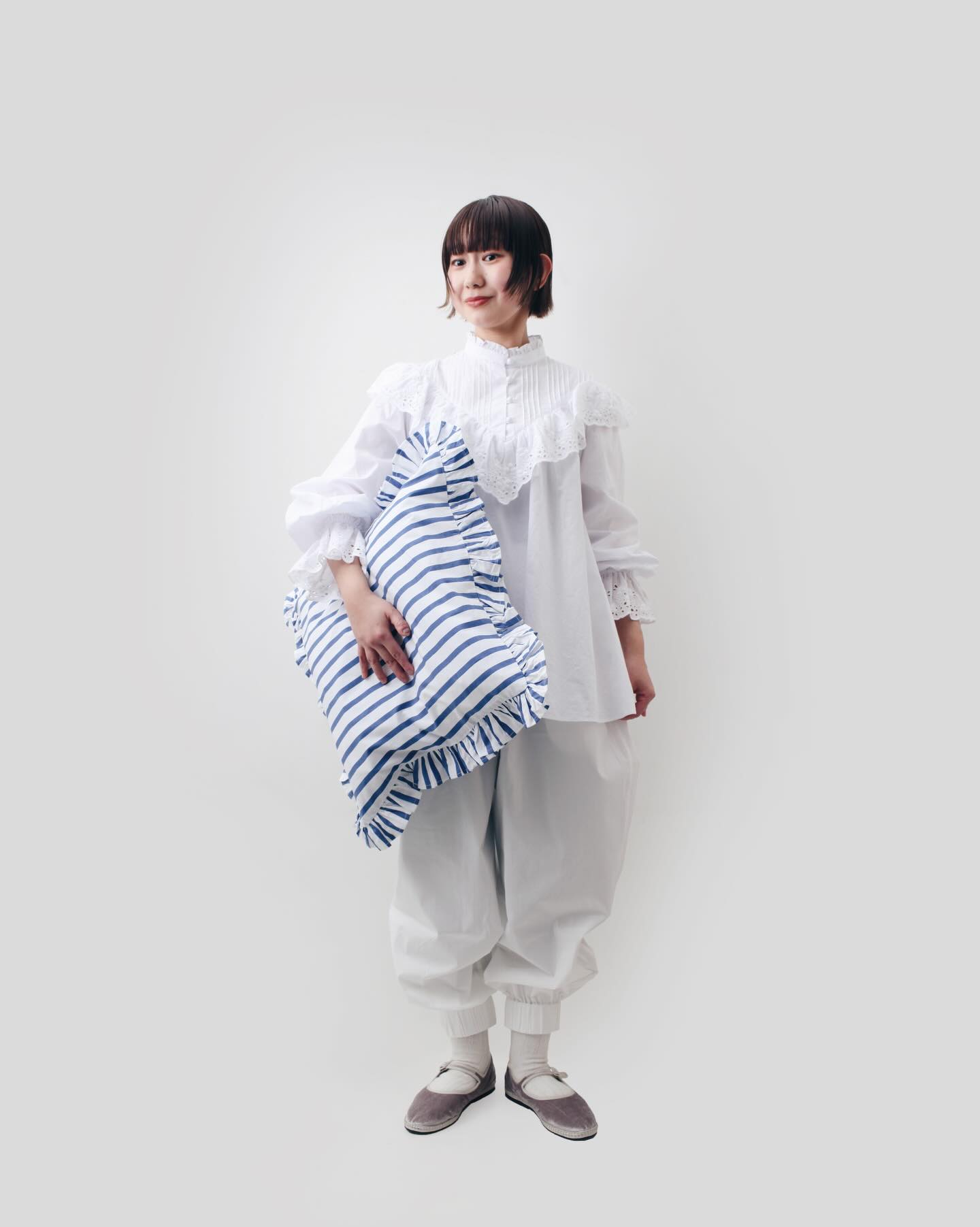 Dot and Stripes CHILD WOMAN   フリルブラウス Dot and Stripes CHILD WOMAN 別注!! スタンドカラーレースブラウス