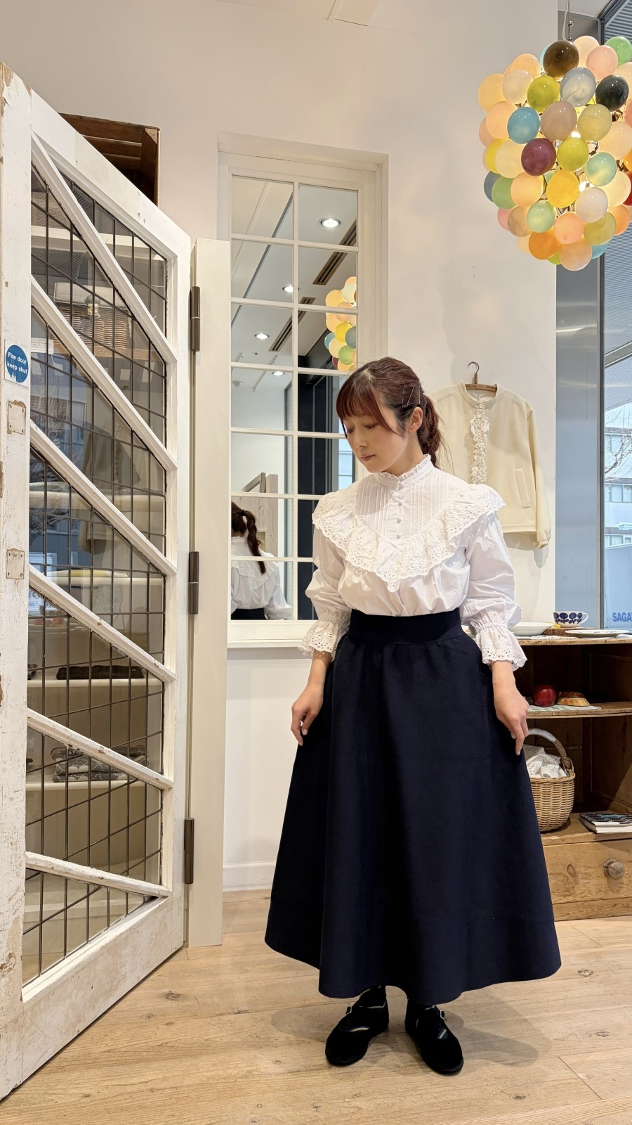 Dot and Stripes CHILD WOMAN 別注!! スタンドカラーレースブラウス