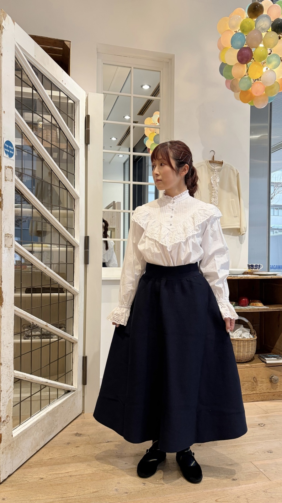 Dot and Stripes CHILD WOMAN 別注!! スタンドカラーレースブラウス
