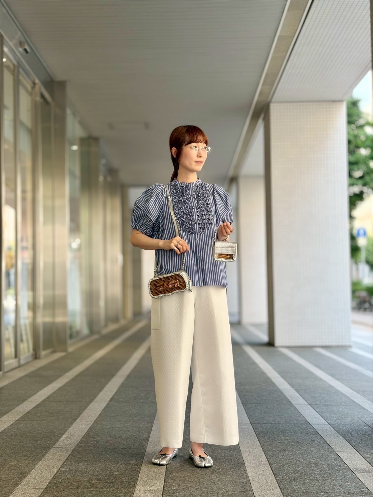 MARILYN MOON マリリンムーン modern tuck frill volume sleeve blouse