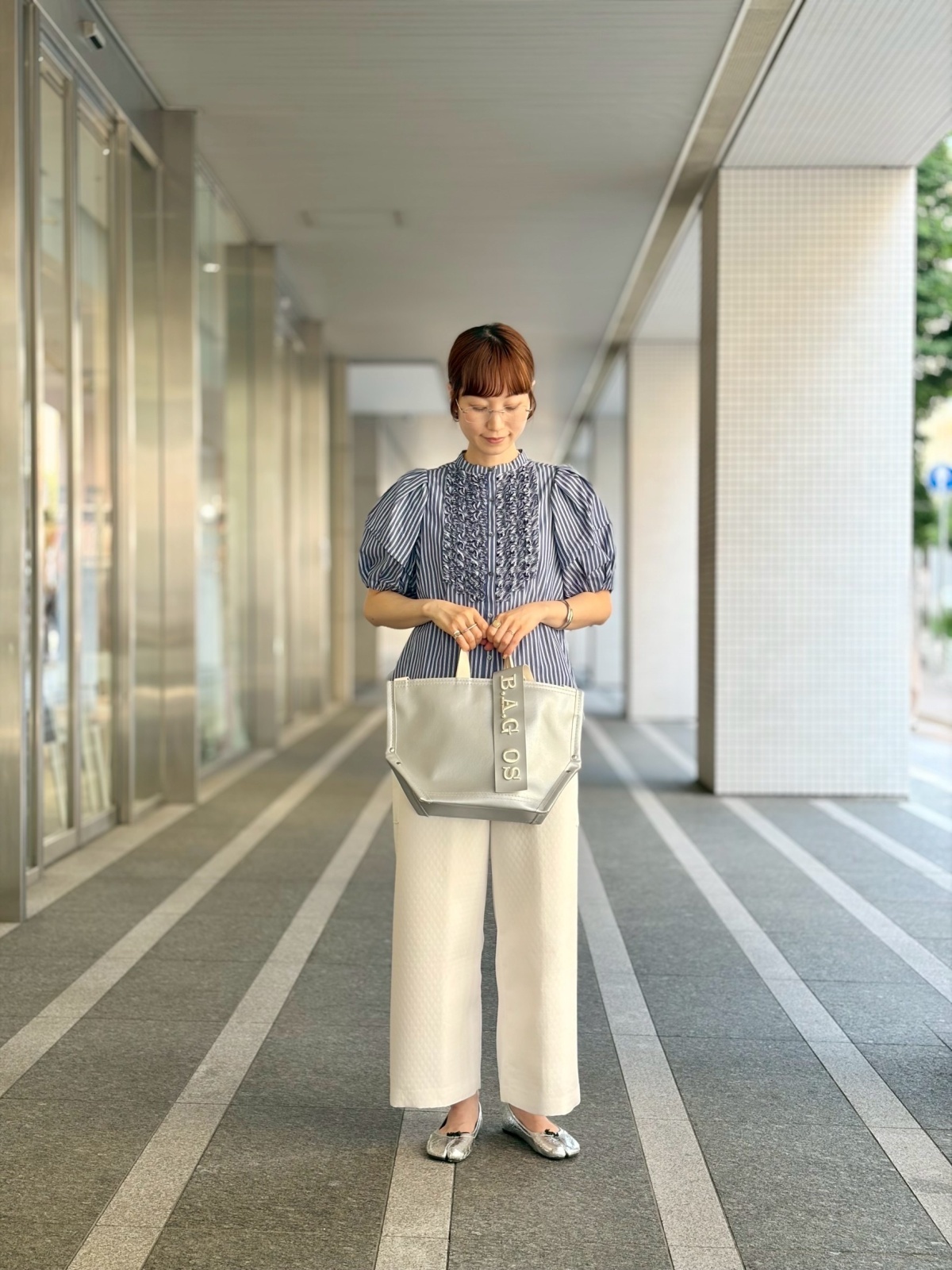 MARILYN MOON マリリンムーン modern tuck frill volume sleeve blouse