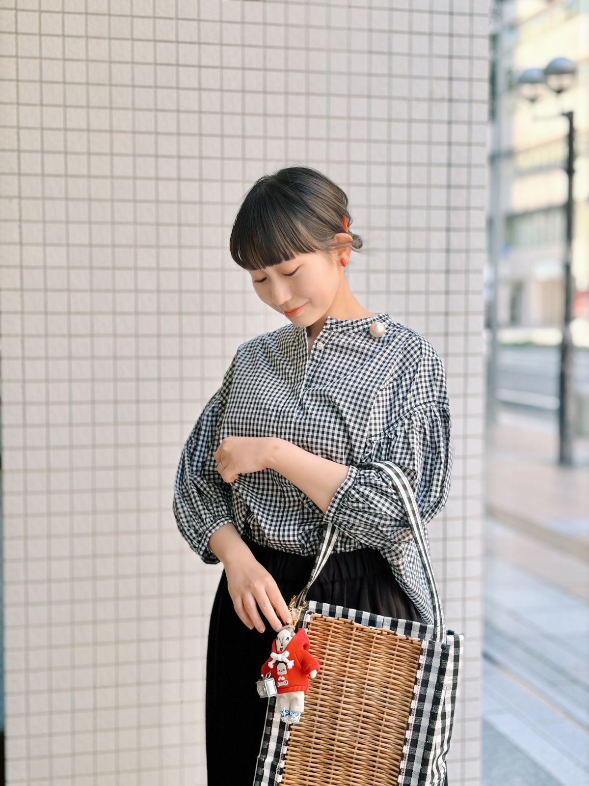 homspun ホームスパン 80/1 ギンガム パフスリーブBL