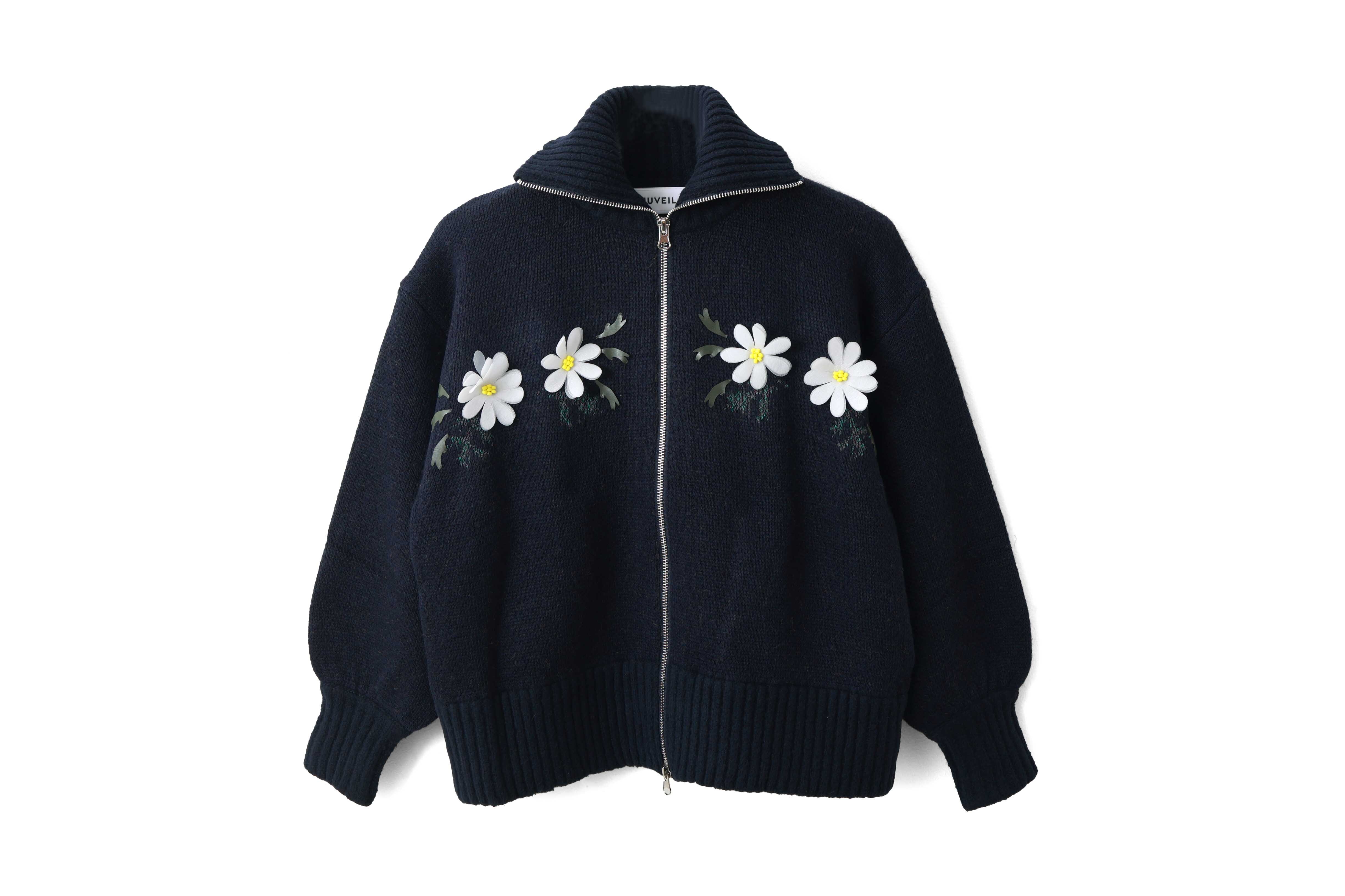 MUVEIL ミュベール リスジャガードジップカーディガン