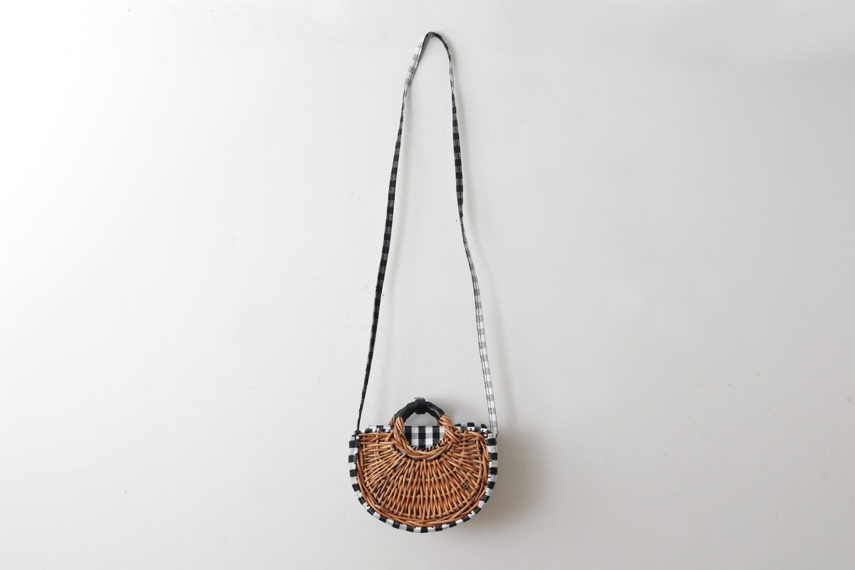 ebagos エバゴス ギンガム・扇トートミニ