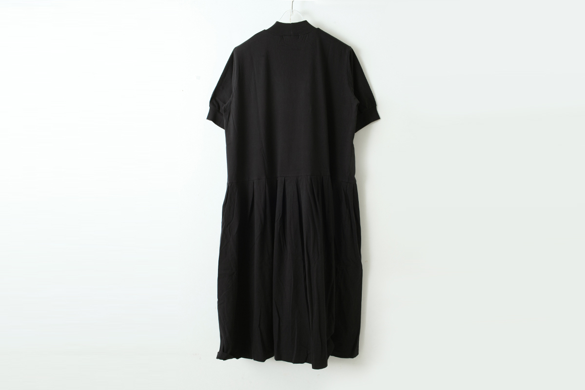 homspun ホームスパン 30-/1天竺 ハイネック半袖ワンピース