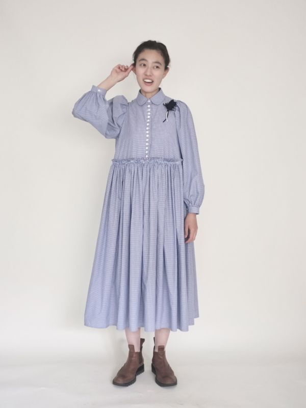 FOR flowers of romance blue gingham check dress