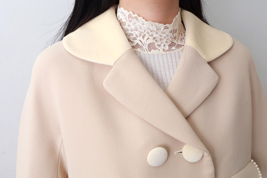 美品☆leur logetteルールロジェット☆ビジューボタン付エコファーコート