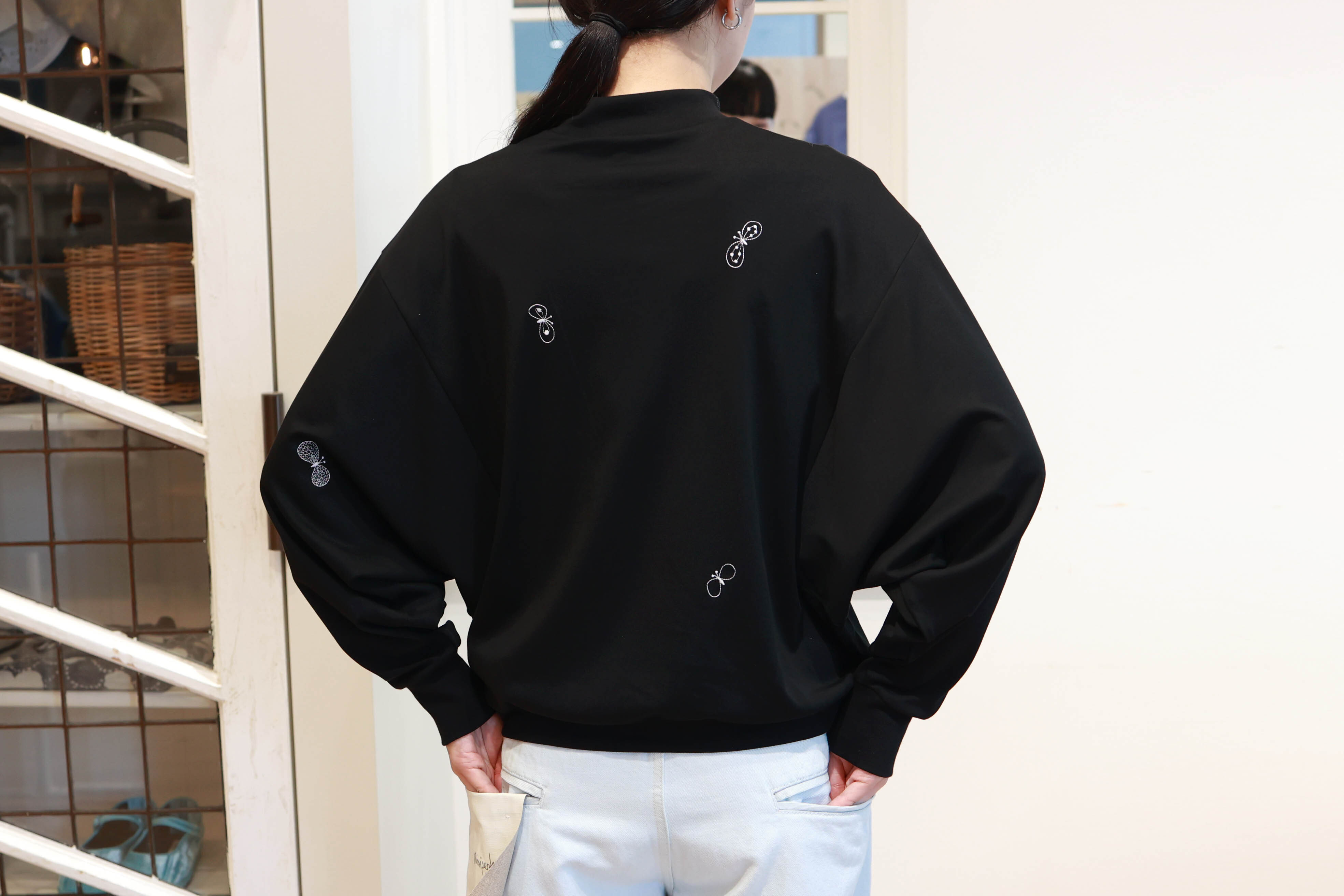 ミナペルホネン　カットソーchocho XL ブラック mina perhonen choucho カットソーワンピース - ミナペルホネン