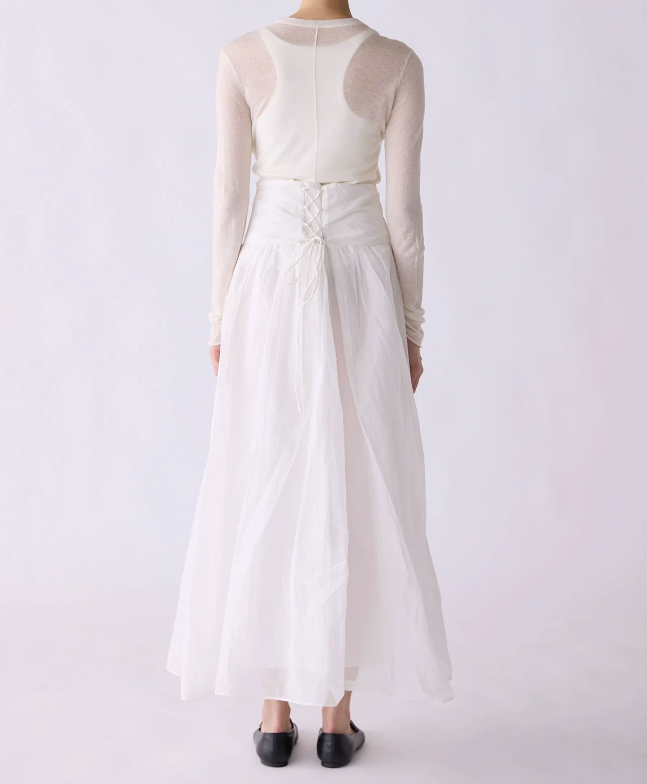 MARILYN MOON マリリンムーン sheer starched cotton 2way cami skirt