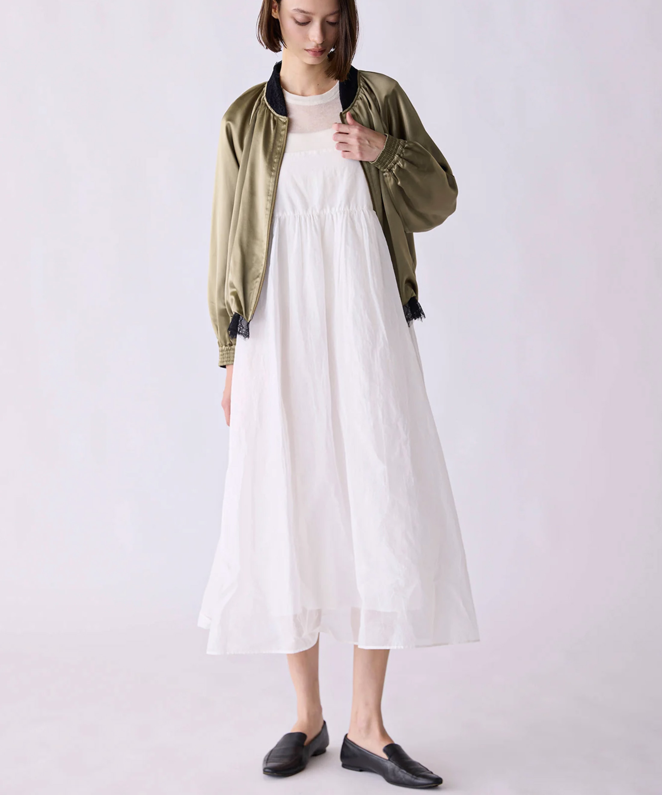 MARILYN MOON マリリンムーン sheer starched cotton 2way cami skirt