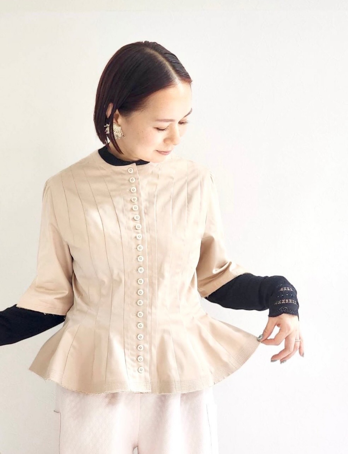 YAB-YUM ヤブ・ヤム 白ブラウス YABYUM ヤブヤム REFECTORY BLOUSE