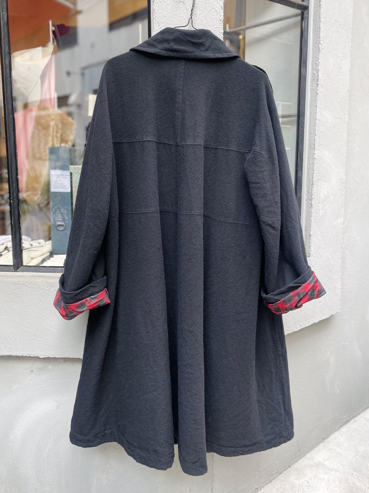 極美品 OUTIL 縮絨ウールコート アシンメトリー グリーン フランス製 tao タオ ウールナイロンツイル縮絨